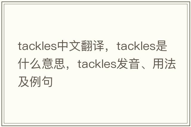 tackles中文翻譯，tackles是什么意思，tackles發(fā)音、用法及例句