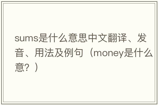 sums是什么意思中文翻譯、發(fā)音、用法及例句（money是什么意？）