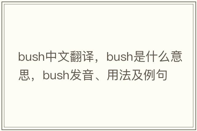 bush中文翻譯，bush是什么意思，bush發(fā)音、用法及例句