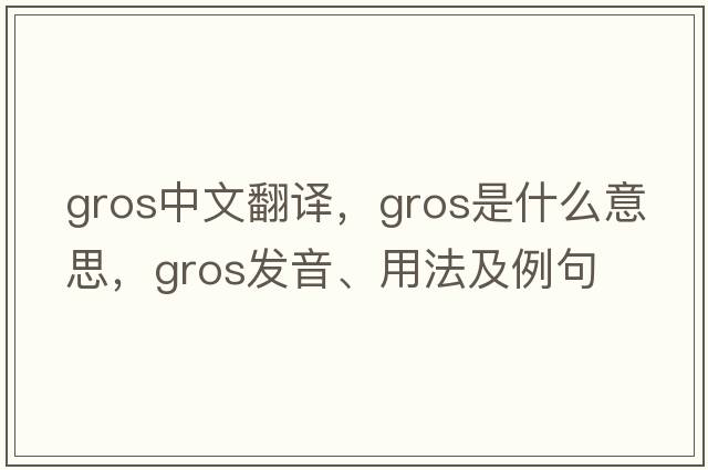 gros中文翻譯，gros是什么意思，gros發(fā)音、用法及例句
