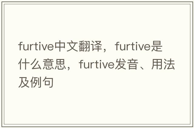 furtive中文翻譯，furtive是什么意思，furtive發(fā)音、用法及例句