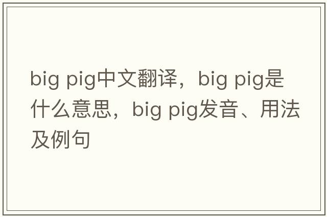 big pig中文翻譯，big pig是什么意思，big pig發(fā)音、用法及例句