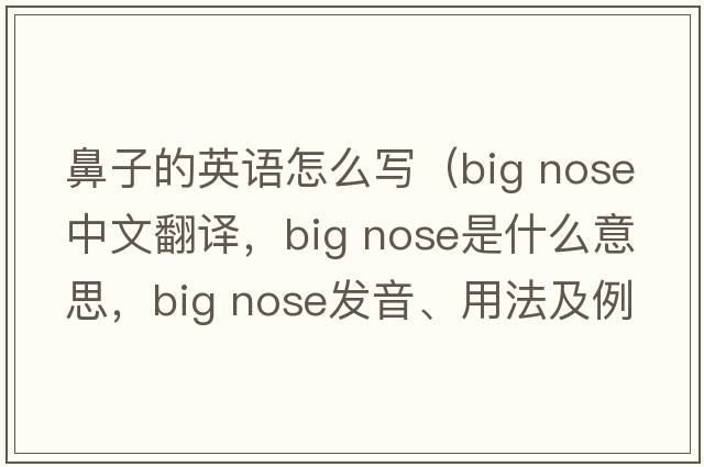 鼻子的英語(yǔ)怎么寫(xiě)（big nose中文翻譯，big nose是什么意思，big nose發(fā)音、用法及例句）