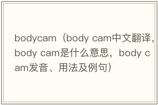 bodycam（body cam中文翻譯，body cam是什么意思，body cam發(fā)音、用法及例句）