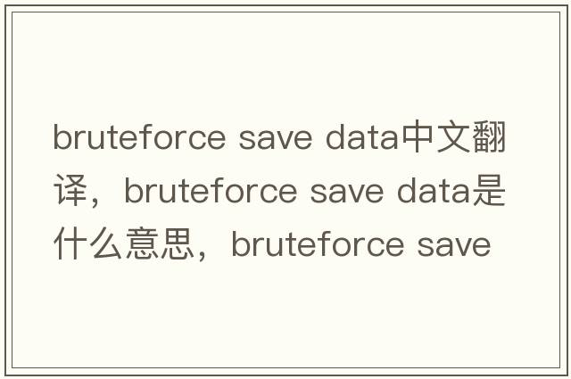 bruteforce save data中文翻譯，bruteforce save data是什么意思，bruteforce save data發(fā)音、用法及例句