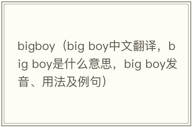 bigboy（big boy中文翻譯，big boy是什么意思，big boy發(fā)音、用法及例句）