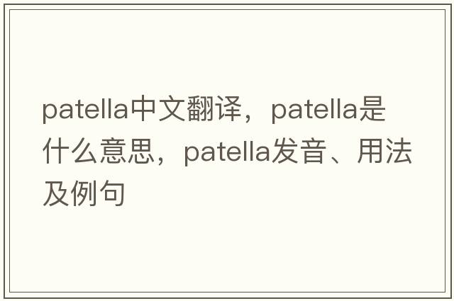 patella中文翻譯，patella是什么意思，patella發(fā)音、用法及例句