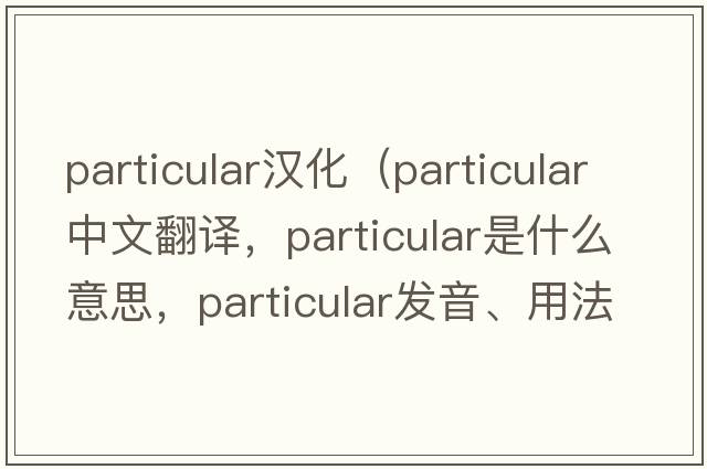 particular漢化（particular中文翻譯，particular是什么意思，particular發(fā)音、用法及例句）