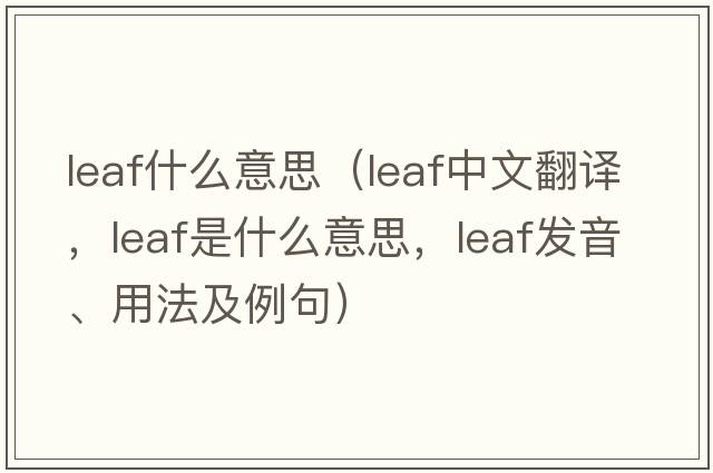 leaf什么意思（leaf中文翻譯，leaf是什么意思，leaf發(fā)音、用法及例句）