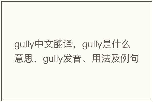 gully中文翻譯，gully是什么意思，gully發(fā)音、用法及例句
