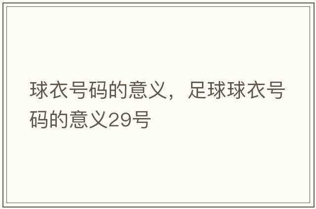 球衣號碼的意義，足球球衣號碼的意義29號