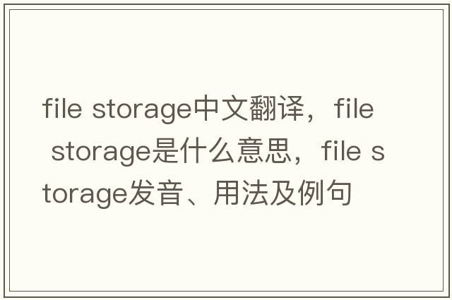 file storage中文翻譯，file storage是什么意思，file storage發(fā)音、用法及例句