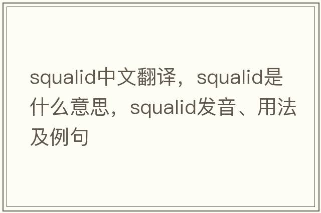 squalid中文翻譯，squalid是什么意思，squalid發(fā)音、用法及例句