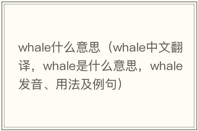 whale什么意思（whale中文翻譯，whale是什么意思，whale發(fā)音、用法及例句）