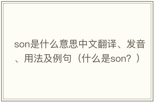 son是什么意思中文翻譯、發(fā)音、用法及例句（什么是SON？）