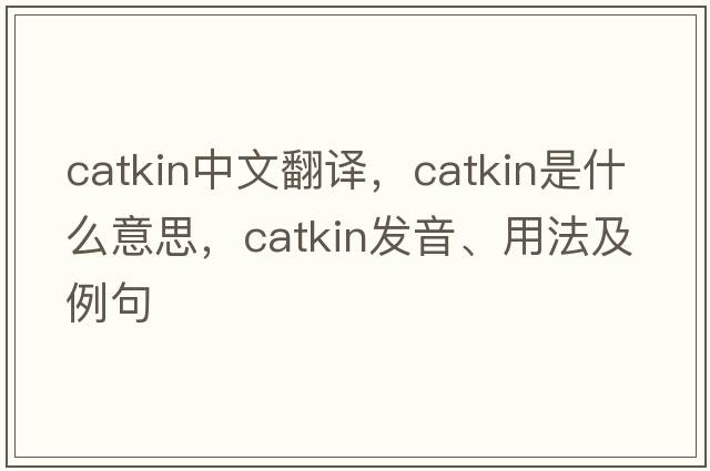catkin中文翻譯，catkin是什么意思，catkin發(fā)音、用法及例句