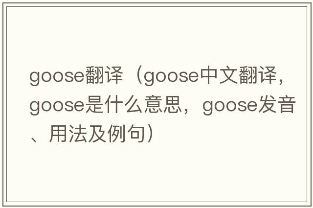 goose翻譯（goose中文翻譯，goose是什么意思，goose發(fā)音、用法及例句）