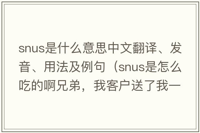 snus是什么意思中文翻譯、發(fā)音、用法及例句（SNUS是怎么吃的啊兄弟，我客戶(hù)送了我一包可是我不會(huì )吃？）