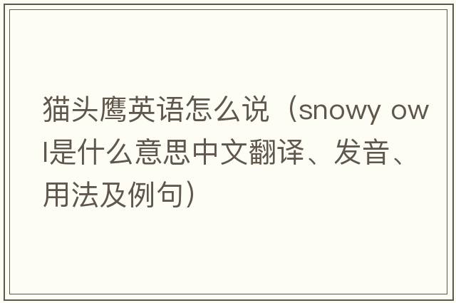 貓頭鷹英語(yǔ)怎么說(shuō)（snowy owl是什么意思中文翻譯、發(fā)音、用法及例句）