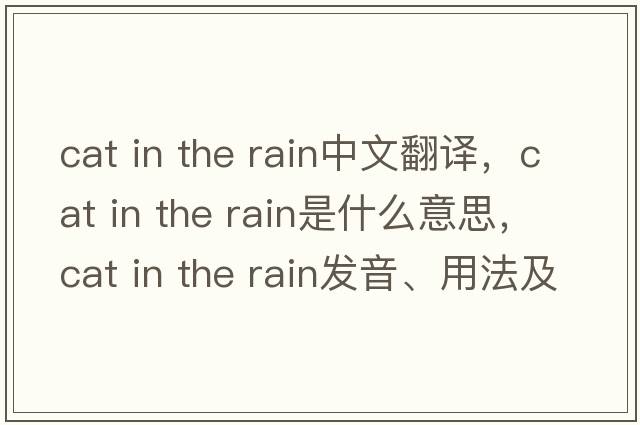 cat in the rain中文翻譯，cat in the rain是什么意思，cat in the rain發(fā)音、用法及例句