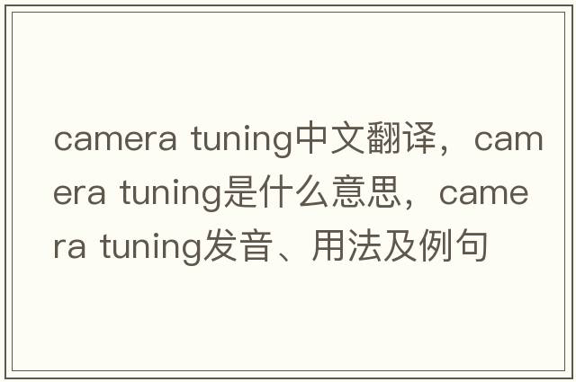 camera tuning中文翻譯，camera tuning是什么意思，camera tuning發(fā)音、用法及例句