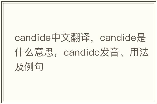 candide中文翻譯，candide是什么意思，candide發(fā)音、用法及例句