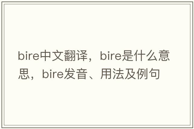 BIRE中文翻譯，BIRE是什么意思，BIRE發(fā)音、用法及例句