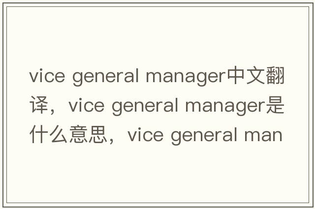 vice general manager中文翻譯，vice general manager是什么意思，vice general manager發(fā)音、用法及例句