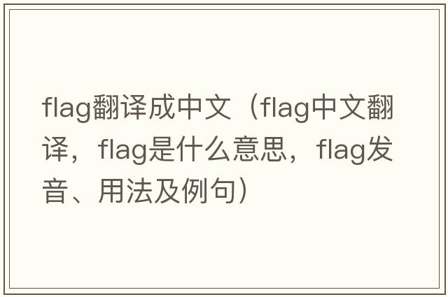 flag翻譯成中文（flag中文翻譯，flag是什么意思，flag發(fā)音、用法及例句）