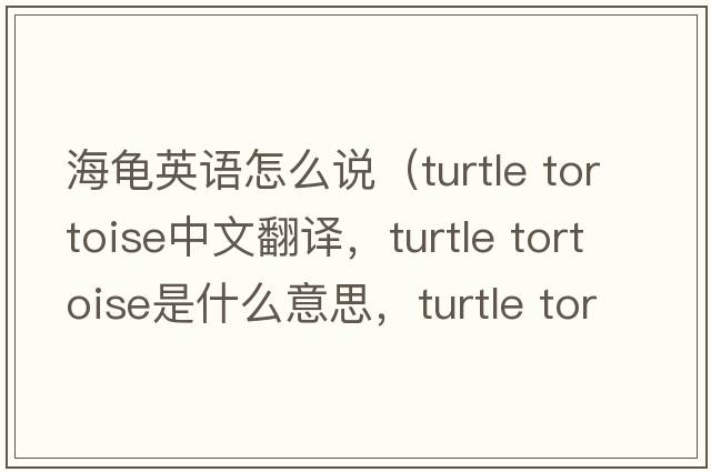 海龜英語(yǔ)怎么說(shuō)（turtle tortoise中文翻譯，turtle tortoise是什么意思，turtle tortoise發(fā)音、用法及例句）