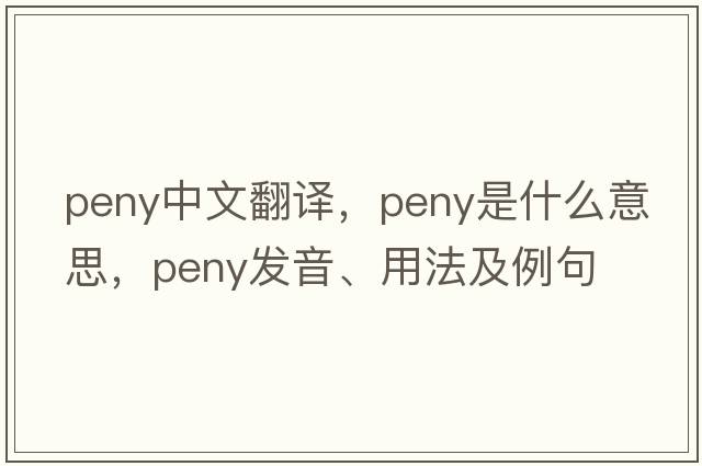 Peny中文翻譯，Peny是什么意思，Peny發(fā)音、用法及例句