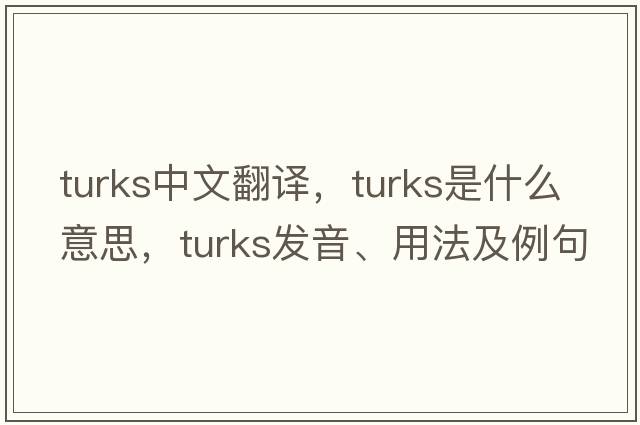 turks中文翻譯，turks是什么意思，turks發(fā)音、用法及例句