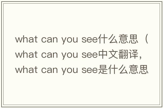 what can you see什么意思（what can you see中文翻譯，what can you see是什么意思，what can you see發(fā)音、用法及例句）