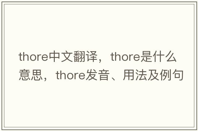 Thore中文翻譯，Thore是什么意思，Thore發(fā)音、用法及例句
