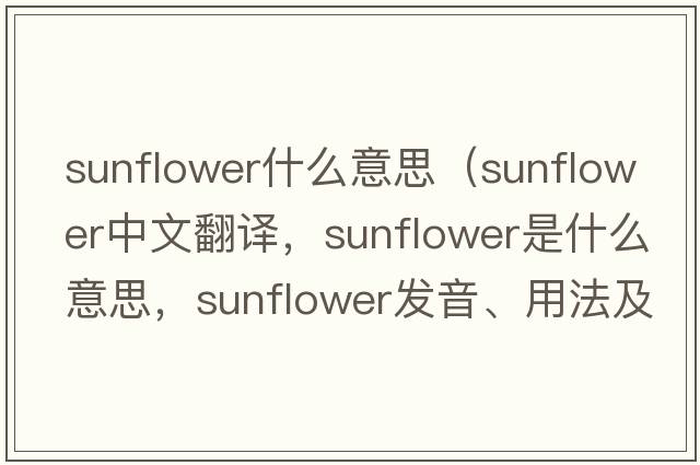 sunflower什么意思（sunflower中文翻譯，sunflower是什么意思，sunflower發(fā)音、用法及例句）