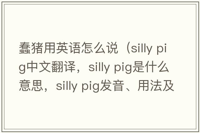 蠢豬用英語(yǔ)怎么說(shuō)（silly pig中文翻譯，silly pig是什么意思，silly pig發(fā)音、用法及例句）