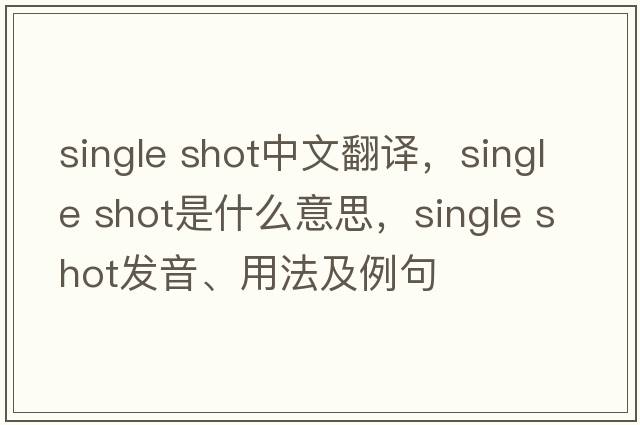single shot中文翻譯，single shot是什么意思，single shot發(fā)音、用法及例句