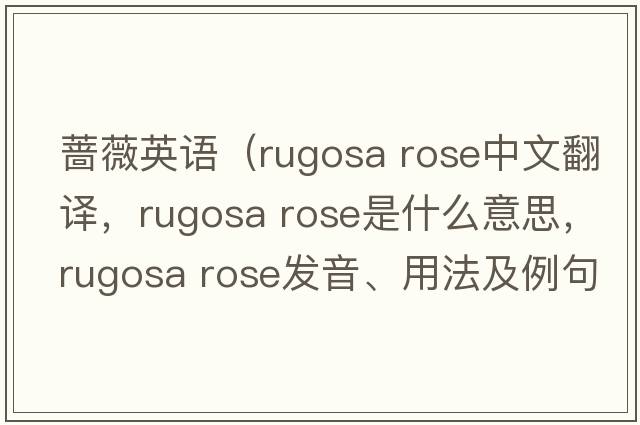 薔薇英語(yǔ)（rugosa rose中文翻譯，rugosa rose是什么意思，rugosa rose發(fā)音、用法及例句）
