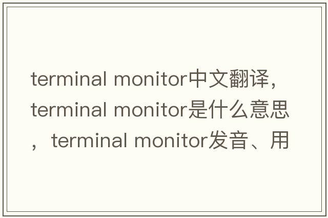 terminal monitor中文翻譯，terminal monitor是什么意思，terminal monitor發(fā)音、用法及例句