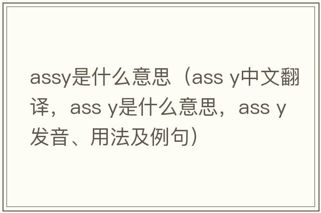 assy是什么意思（ass y中文翻譯，ass y是什么意思，ass y發(fā)音、用法及例句）