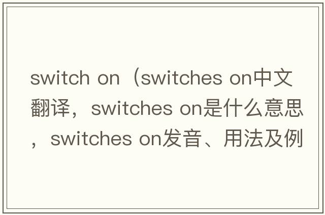 switch on（switches on中文翻譯，switches on是什么意思，switches on發(fā)音、用法及例句）