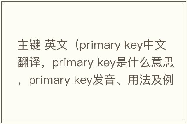 主鍵 英文（primary key中文翻譯，primary key是什么意思，primary key發(fā)音、用法及例句）