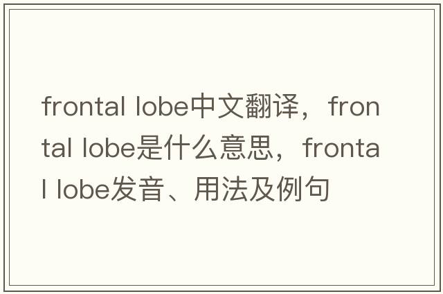 frontal lobe中文翻譯，frontal lobe是什么意思，frontal lobe發(fā)音、用法及例句