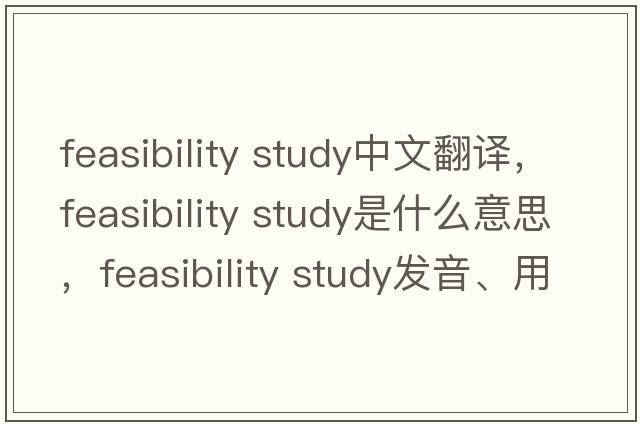 feasibility study中文翻譯，feasibility study是什么意思，feasibility study發(fā)音、用法及例句