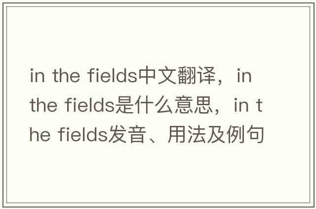 in the fields中文翻譯，in the fields是什么意思，in the fields發(fā)音、用法及例句