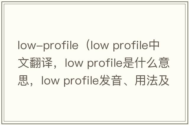 low-profile（low profile中文翻譯，low profile是什么意思，low profile發(fā)音、用法及例句）