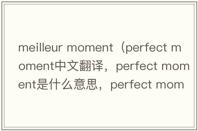 meilleur moment（perfect moment中文翻譯，perfect moment是什么意思，perfect moment發(fā)音、用法及例句）