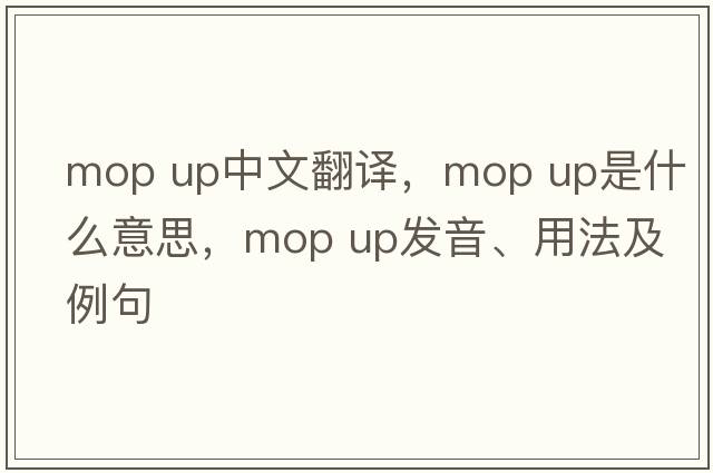 mop up中文翻譯，mop up是什么意思，mop up發(fā)音、用法及例句