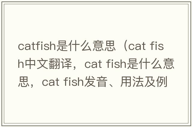 catfish是什么意思（cat fish中文翻譯，cat fish是什么意思，cat fish發(fā)音、用法及例句）