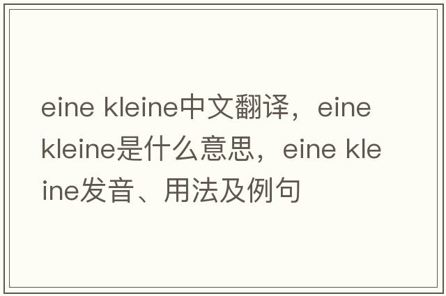 eine kleine中文翻譯，eine kleine是什么意思，eine kleine發(fā)音、用法及例句